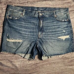 Old Navy Jean Shorts High Rise Slouchy Straight Distressed Denim Blue Plus Sz 22